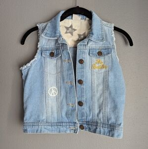 Kids junk food jean vest. The Beatles theme jean vest. Kids large
